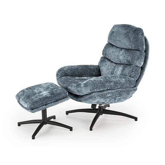 Fauteuil de relaxation DARIO avec repose-pieds et fonction basculante, bleu (1p=1pc)