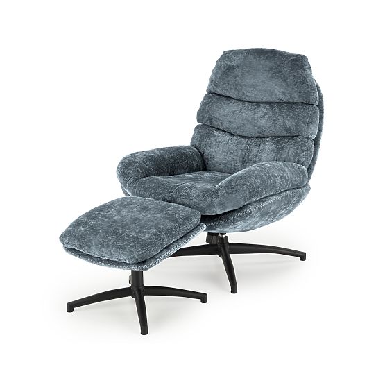 Fauteuil de relaxation DARIO avec repose-pieds et fonction basculante, bleu (1p=1pc)