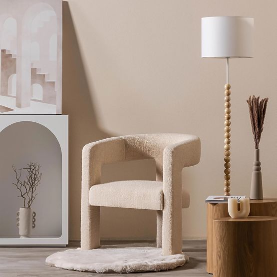 Fauteuil de relaxation Lory, bouclé, beige