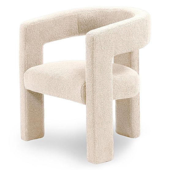 Fauteuil de relaxation Lory, bouclé, beige