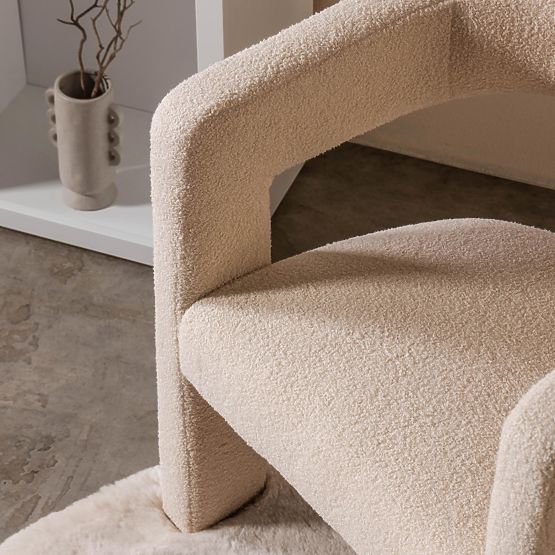 Fauteuil de relaxation Lory, bouclé, beige