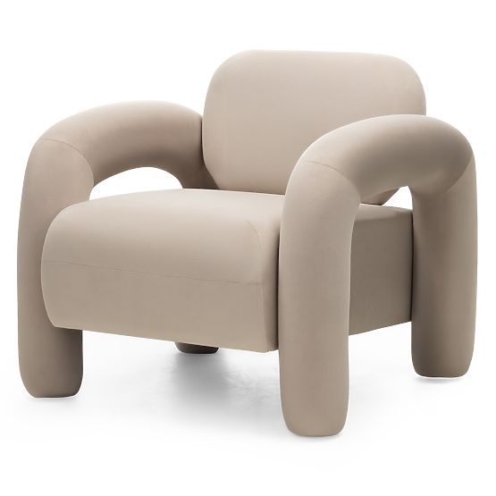 Fauteuil de relaxation Vico, beige clair, en velours