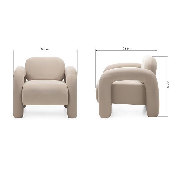 Fauteuil de relaxation Vico, beige clair, en velours