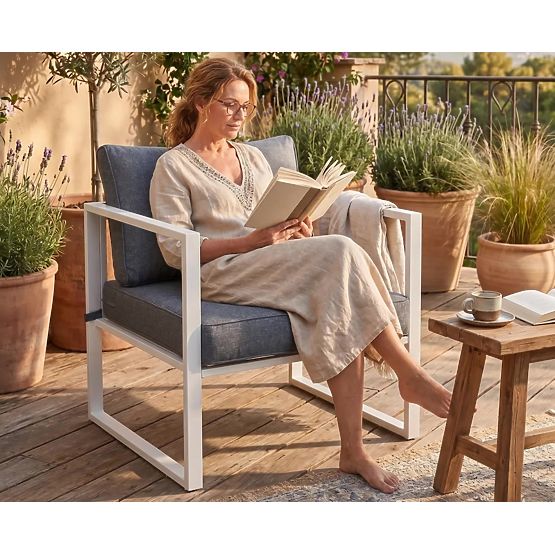 Fauteuil de terrasse en aluminium blanc MOSTRARE blanc