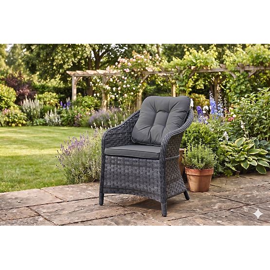 Fauteuil de terrasse en résine tressée MODERNO gris