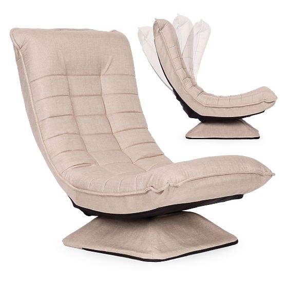 Fauteuil pivotant de relaxation avec chaise longue réglable pour salon beige ModernHome