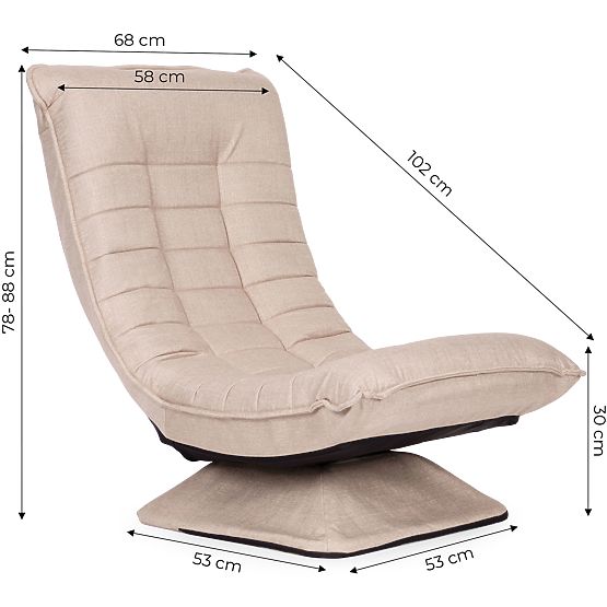 Fauteuil pivotant de relaxation avec chaise longue réglable pour salon beige ModernHome