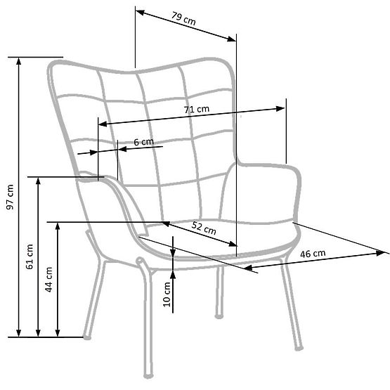 Fauteuil relax CASTEL noir / gris clair