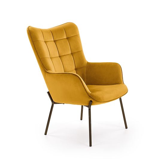 Fauteuil relax CASTEL noir / moutarde