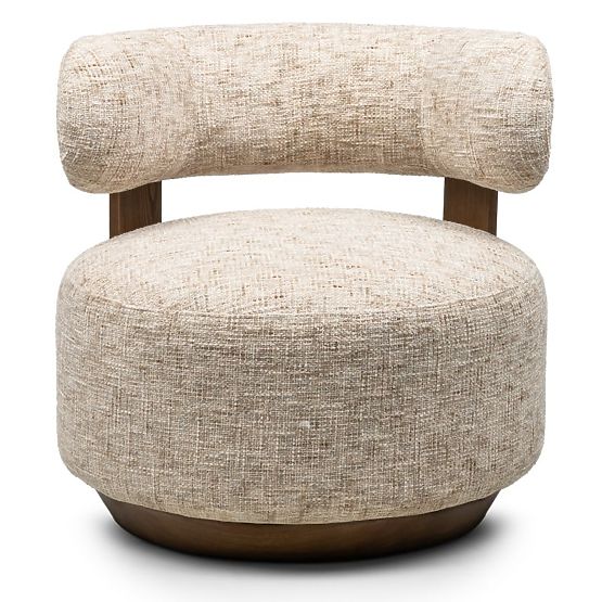 Fauteuil Relax Dolce, formes arrondies, beige-gris/noyer