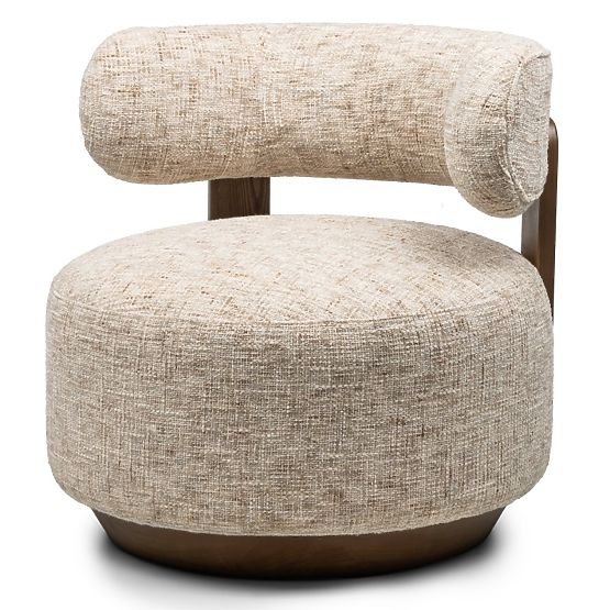 Fauteuil Relax Dolce, formes arrondies, beige-gris/noyer