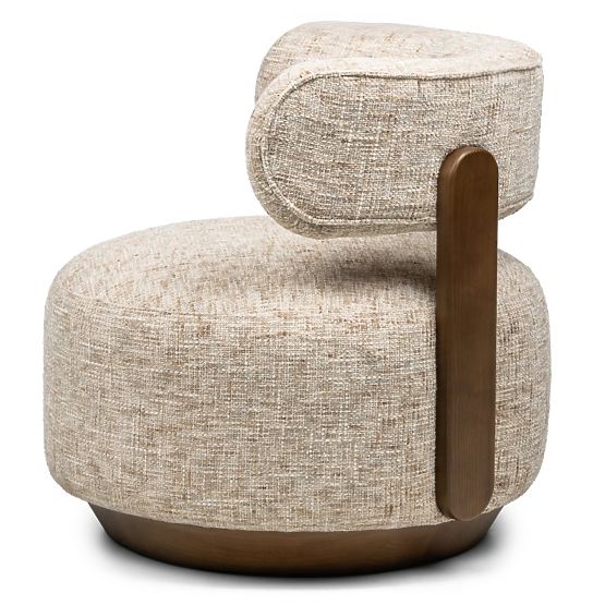 Fauteuil Relax Dolce, formes arrondies, beige-gris/noyer