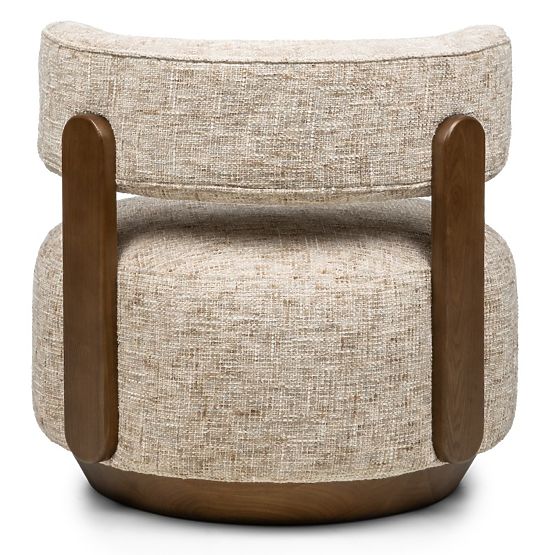 Fauteuil Relax Dolce, formes arrondies, beige-gris/noyer