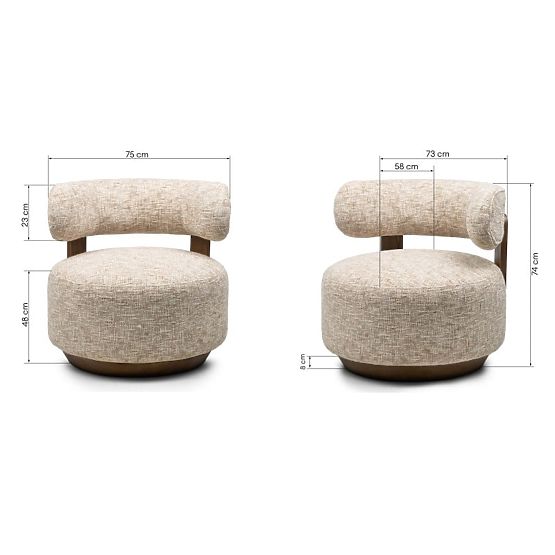 Fauteuil Relax Dolce, formes arrondies, beige-gris/noyer