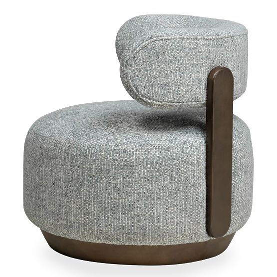 Fauteuil Relax Dolce, formes arrondies, bleu-beige/noyer