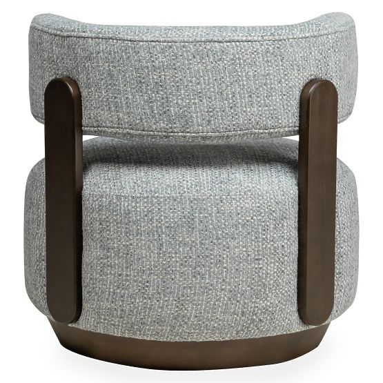 Fauteuil Relax Dolce, formes arrondies, bleu-beige/noyer