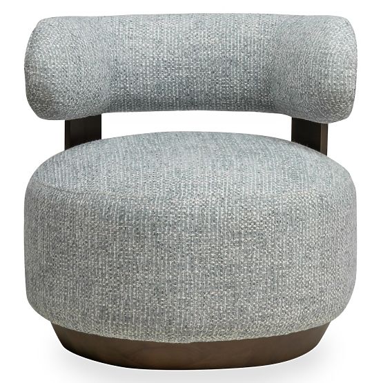 Fauteuil Relax Dolce, formes arrondies, bleu-beige/noyer
