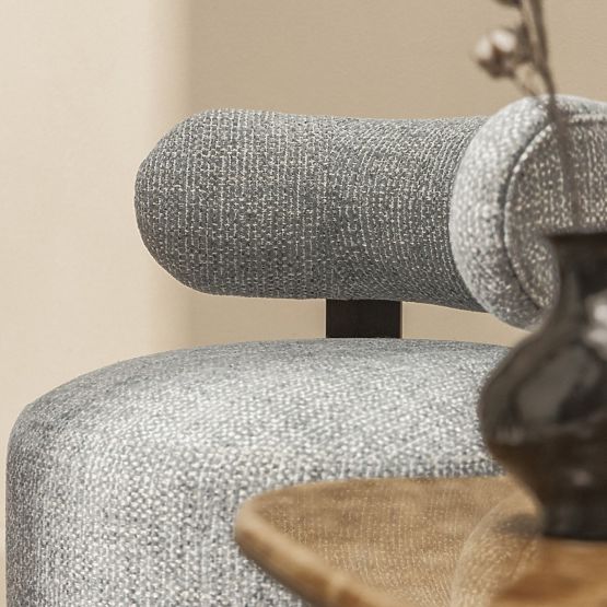 Fauteuil Relax Dolce, formes arrondies, bleu-beige/noyer