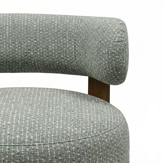 Fauteuil Relax Dolce, formes arrondies, bleu-beige/noyer