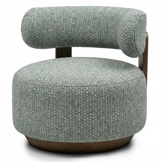 Fauteuil Relax Dolce, formes arrondies, bleu-beige/noyer