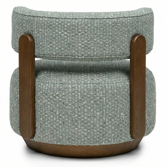 Fauteuil Relax Dolce, formes arrondies, bleu-beige/noyer