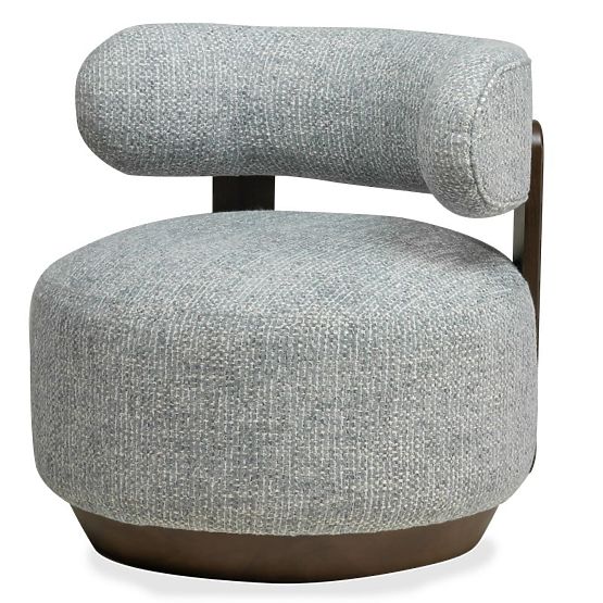 Fauteuil Relax Dolce, formes arrondies, bleu-beige/noyer