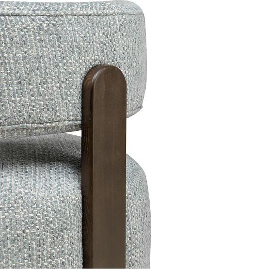 Fauteuil Relax Dolce, formes arrondies, bleu-beige/noyer