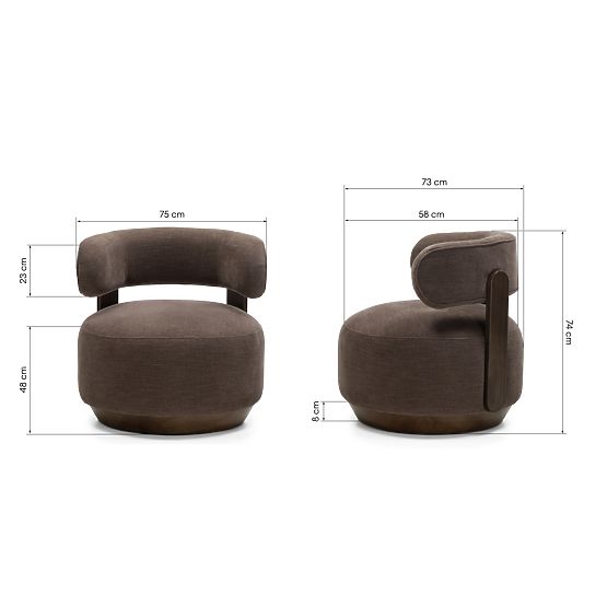 Fauteuil Relax Dolce, formes arrondies, espresso brun, noyer