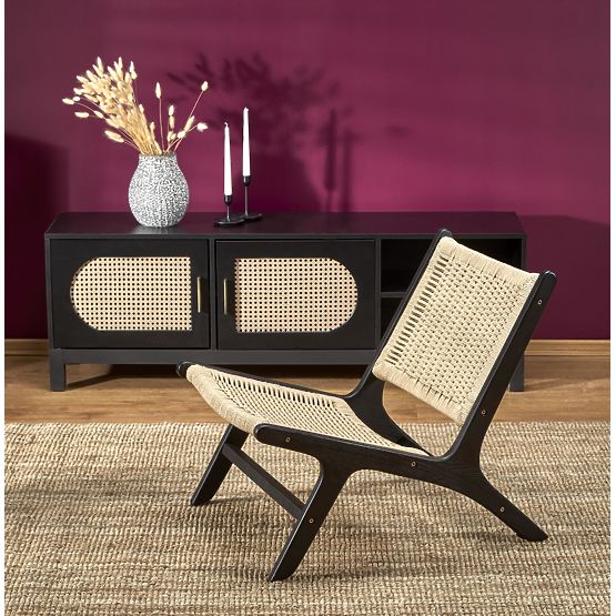 Fauteuil relax FODEN, noir / naturel (1p=1pièce)