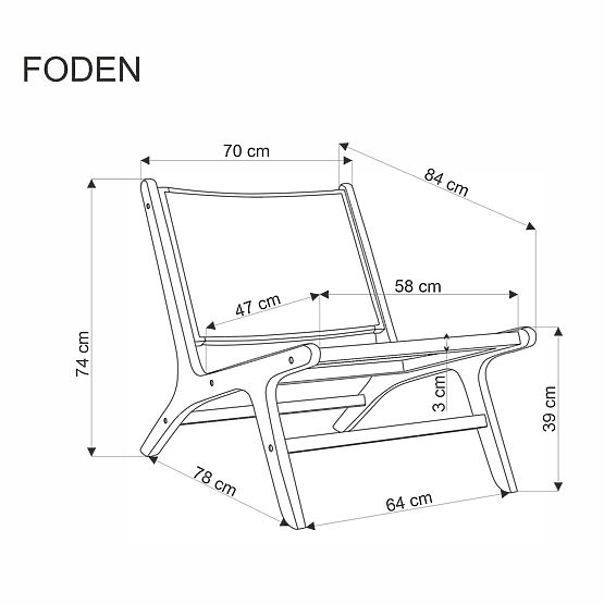 Fauteuil relax FODEN, noir / naturel (1p=1pièce)
