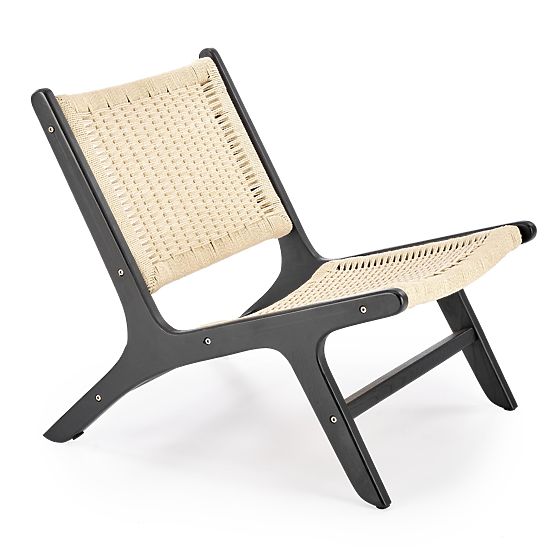 Fauteuil relax FODEN, noir / naturel (1p=1pièce)