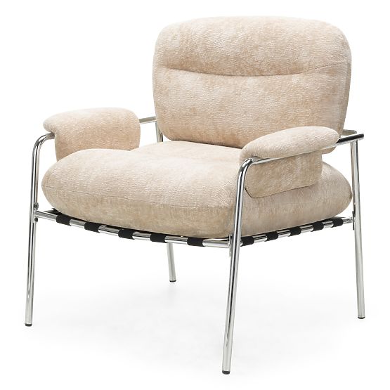 Fauteuil relax Inverno beige, chromé