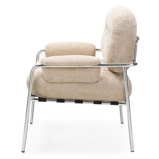 Fauteuil relax Inverno beige, chromé