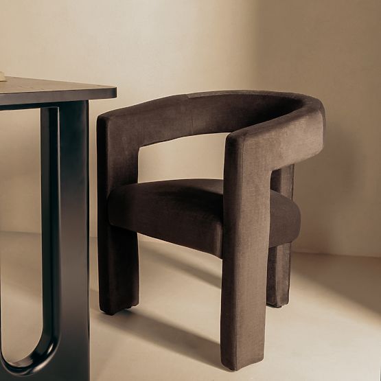 Fauteuil relax Lory chocolat, velours