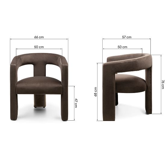 Fauteuil relax Lory chocolat, velours