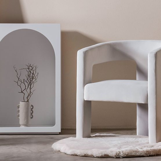 Fauteuil Relax Lory, velours, beige clair