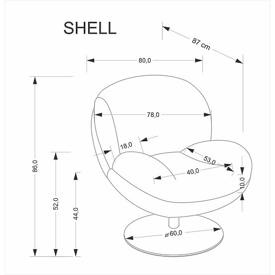 Fauteuil Relax SHELL, gris (1p=1ks)