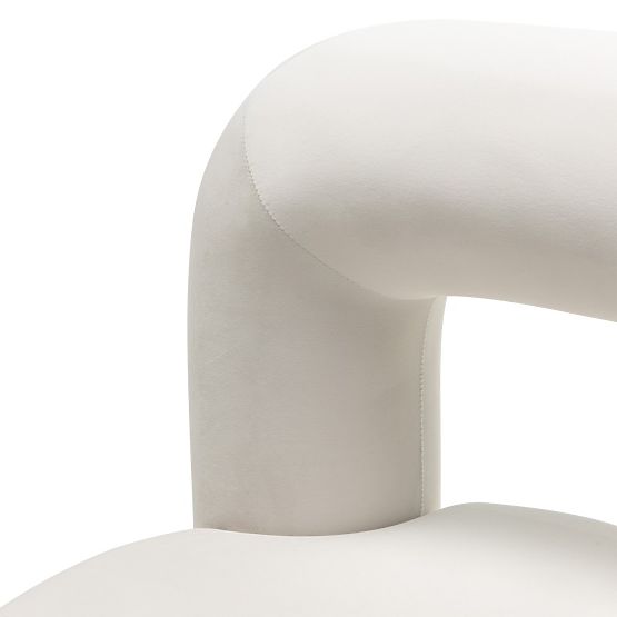 Fauteuil Relax Vasto, crème, velours, formes arrondies