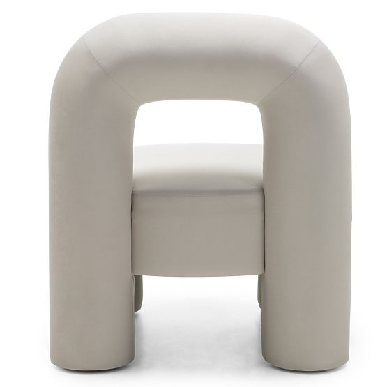 Fauteuil Relax Vasto, crème, velours, formes arrondies