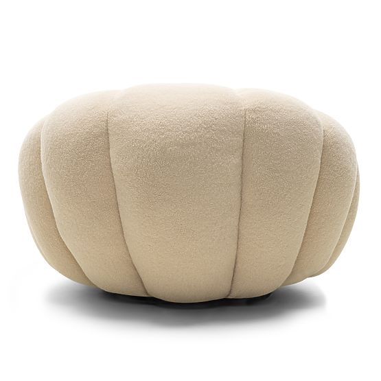 Fauteuil Relax Venezia beige avec base pivotante, boucle, formes arrondies