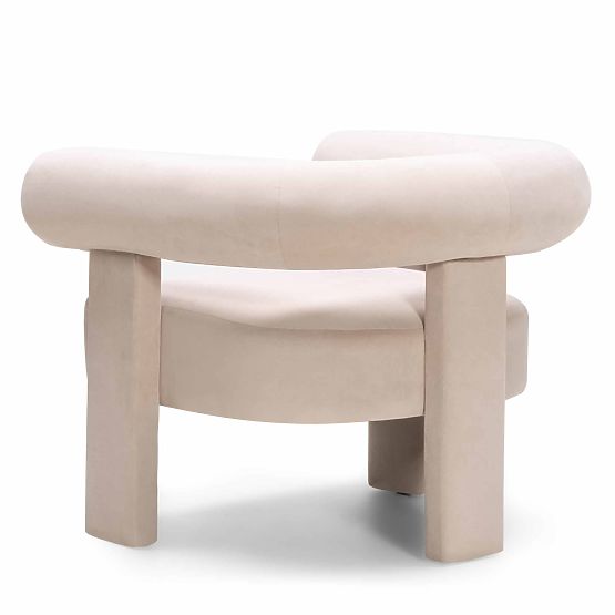 Fauteuil relaxant Hella beige clair, en velours, arrondi