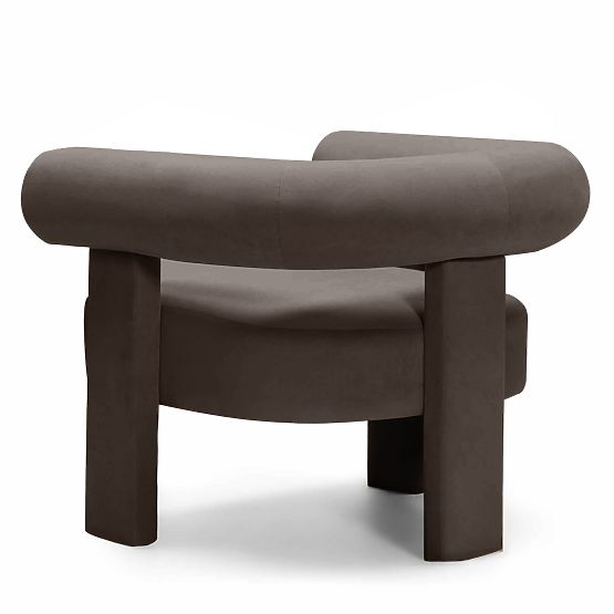 Fauteuil relaxant Hella marron, en velours, arrondi