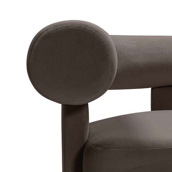 Fauteuil relaxant Hella marron, en velours, arrondi