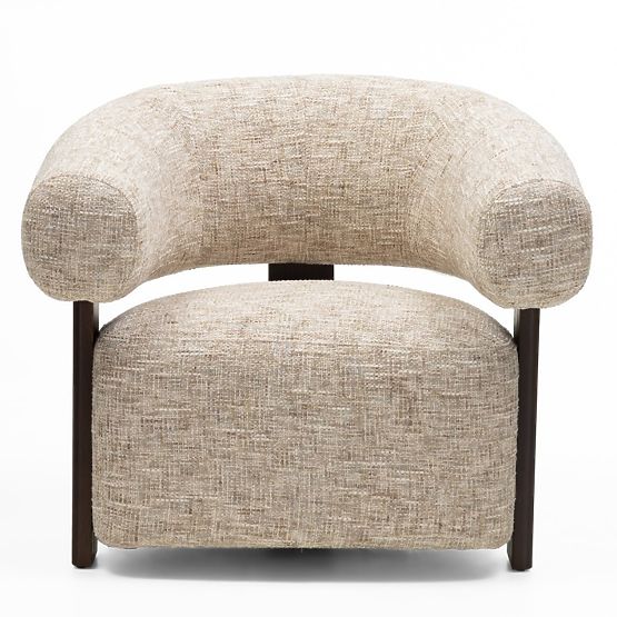 Fauteuil relaxant Maribel beige-gris/noix, forme arrondie
