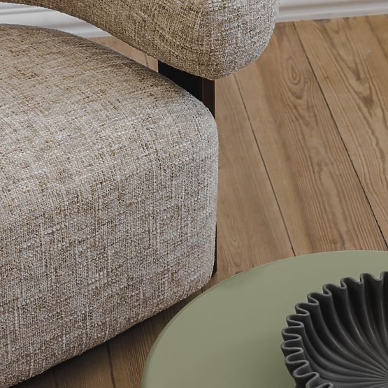 Fauteuil relaxant Maribel beige-gris/noix, forme arrondie