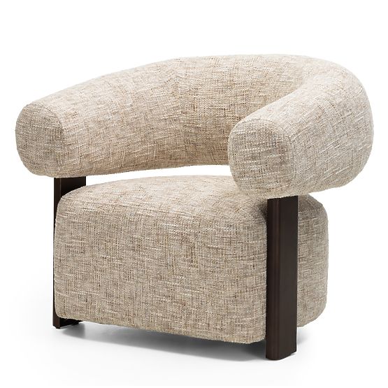 Fauteuil relaxant Maribel beige-gris/noix, forme arrondie