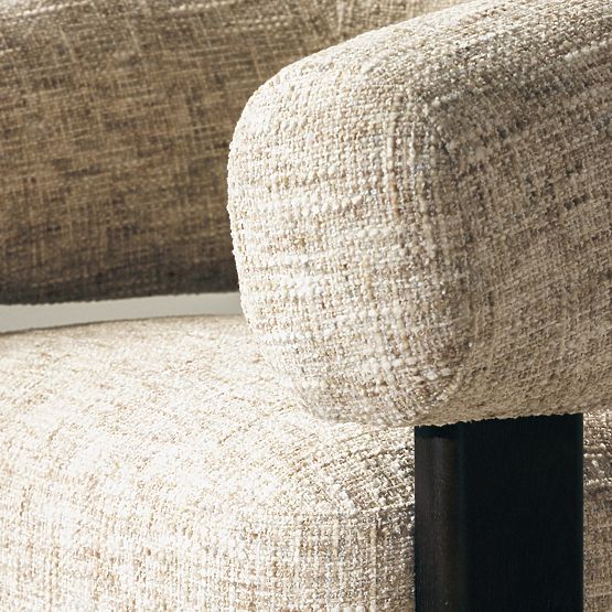 Fauteuil relaxant Maribel beige-gris/noix, forme arrondie