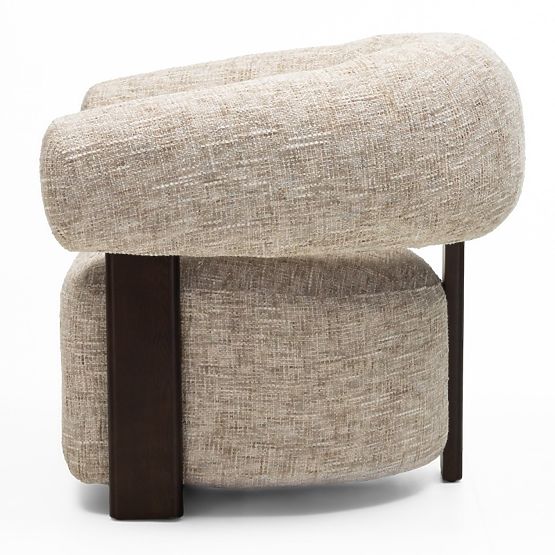 Fauteuil relaxant Maribel beige-gris/noix, forme arrondie