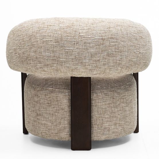 Fauteuil relaxant Maribel beige-gris/noix, forme arrondie