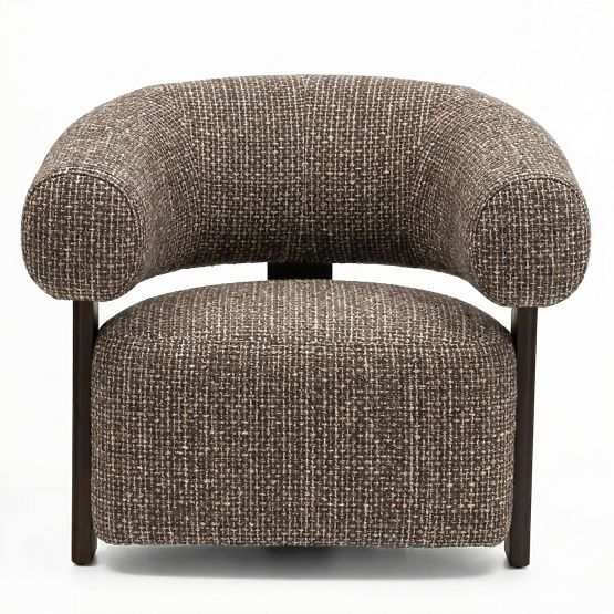 Fauteuil relaxant Maribel brun-crème/noyer, formes arrondies